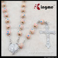 6mm wooden beads with hand painting catholic rosary on chain
